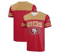 FOCO NFL Men's Officially Licensed Primary Logo Team Color Wordmark Game Day V-Neck Football Top, San Francisco 49ers - Red, Medium