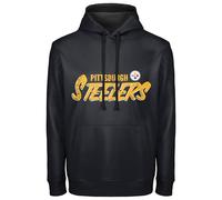 FOCO NFL Men's Officially Licensed Team Wordmark Distressed Performance Sideline Pullover Sweatshirt Hoodie, Pittsburgh Steelers, Medium