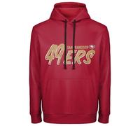 FOCO NFL Men's Officially Licensed Team Wordmark Distressed Performance Sideline Pullover Sweatshirt Hoodie, San Francisco 49ers, Large