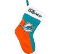 FOCO NFL Miami Dolphins 2017 NFL Basic Logo Plush Christmas Stocking Teal/Orange, Teal/Orange, One size