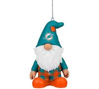 FOCO NFL Miami Dolphins 3.5 Inch Resin Gnome Christmas Ornament - Plaid Overalls