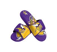 FOCO NFL Minnesota Vikings Mens Sport Shower Gel Slide Flip Flop SandalsSport Shower Gel Slide Flip Flop Sandals, Colorblock Big Logo, Large (11-12)