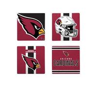 FOCO NFL Official Game Day 4-Pack Beverage Drink Stone Coaster Set (Arizona Cardinals)