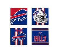 FOCO NFL Official Game Day 4-Pack Beverage Drink Stone Coaster Set (Buffalo Bills)