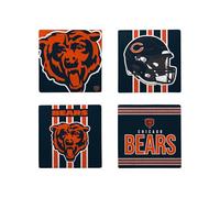FOCO NFL Official Game Day 4-Pack Beverage Drink Stone Coaster Set (Chicago Bears)