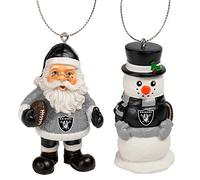 FOCO - NFL Officially Licensed 3.5" St. Nick Santa & Snowman 2 Pack Holiday Xmas Christmas Tree Team Hanging Ornament Set (Las Vegas Raiders)