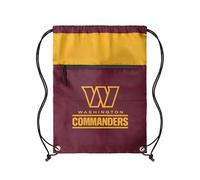 FOCO NFL Officially Licensed Unisex Team Color Football Primary Logo Wordmark Drawstring Backpack With Zippered Pocket, Washington Commanders, One Size, Daypack Backpacks