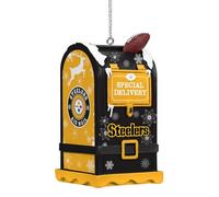 FOCO NFL Pittsburgh Steelers Letters to Santa Mailbox Ornament, Holiday Tree Decoration
