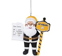 FOCO NFL Pittsburgh Steelers Santa with Scroll Christmas Ornament, Holiday Tree Decoration