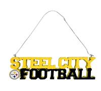 FOCO NFL Pittsburgh Steelers Steel City Football Holiday Wood Ornament