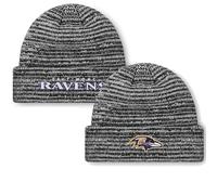 FOCO NFL Unisex-Adult Official Marled Cold Weather Cuffed Knit Beanie in Clear Holiday Ball Ornament, Baltimore Ravens, One size