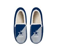FOCO NFL Unisex-Adult Officially Licensed Color Block Primary Logo Sherpa Lined Moccasin Slippers, Dallas Cowboys, 13-14 Women/11-12 Men
