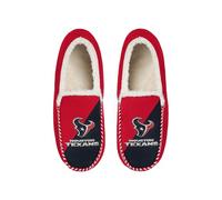 FOCO NFL Unisex-Adult Officially Licensed Color Block Primary Logo Sherpa Lined Moccasin Slippers, Houston Texans, 13-14 Women/11-12 Men