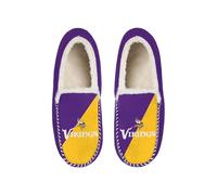 FOCO NFL Unisex-Adult Officially Licensed Color Block Primary Logo Sherpa Lined Moccasin Slippers, Minnesota Vikings, 11-12 Women/9-10 Men