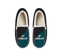 FOCO NFL Unisex-Adult Officially Licensed Color Block Primary Logo Sherpa Lined Moccasin Slippers, Philadelphia Eagles, 9-10 Women/7-8 Men