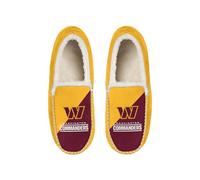 FOCO NFL Unisex-Adult Officially Licensed Color Block Primary Logo Sherpa Lined Moccasin Slippers, Washington Commanders, 11-12 Women/9-10 Men