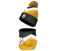 FOCO NFL Unisex-Adult Officially Licensed Primary Logo Team Color 2 Pack Neck Warmer Gaiter and Cuffed Knit Beanie Hat Set, Pittsburgh Steelers, One size