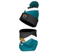 FOCO NFL Unisex-Adult Officially Licensed Primary Logo Team Color 2 Pack Neck Warmer Gaiter and Cuffed Knit Beanie Hat Set, Jacksonville Jaguars, One size