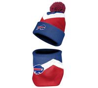 FOCO NFL Unisex-Adult Officially Licensed Primary Logo Team Color 2 Pack Neck Warmer Gaiter and Cuffed Knit Beanie Hat Set, Buffalo Bills, One size