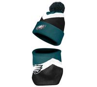 FOCO NFL Unisex-Adult Officially Licensed Primary Logo Team Color 2 Pack Neck Warmer Gaiter and Cuffed Knit Beanie Hat Set, Philadelphia Eagles, One size