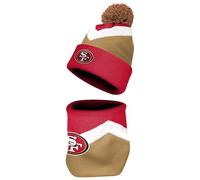 FOCO NFL Unisex-Adult Officially Licensed Primary Logo Team Color 2 Pack Neck Warmer Gaiter and Cuffed Knit Beanie Hat Set, San Francisco 49ers, One size