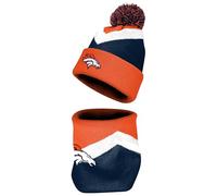 FOCO NFL Unisex-Adult Officially Licensed Primary Logo Team Color 2 Pack Neck Warmer Gaiter and Cuffed Knit Beanie Hat Set, Denver Broncos, One size