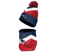 FOCO NFL Unisex-Adult Officially Licensed Primary Logo Team Color 2 Pack Neck Warmer Gaiter and Cuffed Knit Beanie Hat Set, New England Patriots, One size