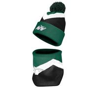FOCO NFL Unisex-Adult Officially Licensed Primary Logo Team Color 2 Pack Neck Warmer Gaiter and Cuffed Knit Beanie Hat Set, New York Jets, One size
