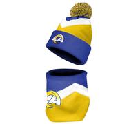 FOCO NFL Unisex-Adult Officially Licensed Primary Logo Team Color 2 Pack Neck Warmer Gaiter and Cuffed Knit Beanie Hat Set, Los Angeles Rams, One size