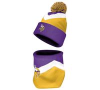 FOCO NFL Unisex-Adult Officially Licensed Primary Logo Team Color 2 Pack Neck Warmer Gaiter and Cuffed Knit Beanie Hat Set, Minnesota Vikings, One size