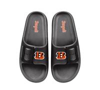 FOCO NFL Women's Single Buckle Pillow Slippers Team Color Football Slides, Cincinnati Bengals, 5-6
