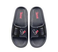 FOCO NFL Women's Single Buckle Pillow Slippers Team Color Football Slides, Houston Texans, 5-6