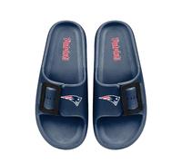 FOCO NFL Women's Single Buckle Pillow Slippers Team Color Football Slides, New England Patriots, 11-12