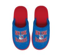 FOCO NHL Men's Official Primary Logo Wordmark Embroidered Stacked Team Logo Scuff Slide Slippers, New York Rangers - Blue, 7-8
