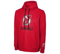 FOCO NHL Men's Official Primary Logo Wordmark Performance Pullover Hoodie Sweatshirt, New Jersey Devils - Red, L