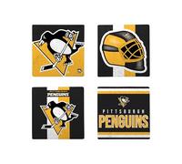 FOCO NHL Official 4-Pack Beverage Drink Ceramic Stone Coaster Set (Pittsburgh Penguins)