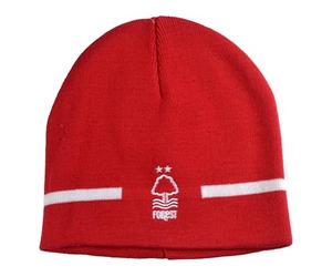 FOCO Nottingham Forest Official Red Knitted Beanie Hat with Club Logo, Roll Down Winter Sports Cap