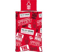 FOCO Nottingham Forest Single Duvet Cover Set Reversible Red Bedding | Official NFFC The City Ground Design | Polycotton Easy Care | Single Bed Quilt Cover with Pillowcase