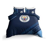 FOCO Officially Licensed Manchester City FC Dark Rayz Reversible Double Duvet Cover Set with Pillowcases