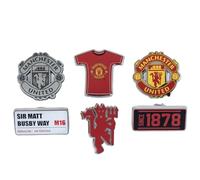 FOCO Officially Licensed Manchester United FC 6pc Badge Set | Official Football Club Merchandise | Collectible Enamel Pin & Crest Badges | Gift for Manchester United Fans & Football Supporters