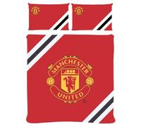 Man Utd Core Stripe Double Duvet and Pillow Case Set Reversible