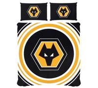 FOCO Officially Licensed Wolverhampton Wanderers FC Football Pulse Double Duvet Cover Bedding Set | Includes Matching Pillowcases | Reversible