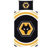 FOCO Officially Licensed Wolverhampton Wanderers FC Football Pulse Single Duvet Cover Bedding Set | Includes Matching Pillowcase | Reversible