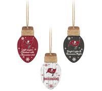 FOCO Tampa Bay Buccaneers NFL 3 Pack Wooden Holiday Lights Ornament Set