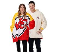 FOCO Unisex's NFL Team Logo Colorblock Reversible Oversized Sherpa Hoodie Sweatshirt Hoodeez Kansas City Chiefs, One Size