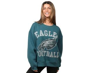 FOCO Women's NFL Rhinestone Team Logo Oversized Crew Neck Sweatshirt