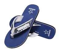 FOCO Womens NFL Team Logo Sequin Strap Sandals Flip Flops