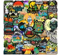 FOCRI 50pcs Outdoor Sticker Pack Adventure Hiking Canmping Wilderness Stickers for Cars, Laptop, Bike, Waterproof Travel Cool Stickers, Nature Forest Decals for Adults Teenagers Campers