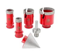 FOCSTOL Diamond Drill Bit Set - Tile Hole Cutter Set 6pcs (20/25/35/50mm+50mm Beveling Chamfer Bit+Hex), Diamond Hole Saw Set for Porcelain Ceramic Tile Marble Granite