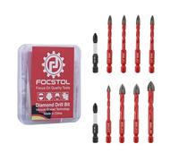 FOCSTOL Drill Bits Set 10pcs, Porcelain Tile Drill Bits with Quick Change Hex Shank for Wood Plastic Masonry Ceramic Tile Glass, 5/6/8/10mm